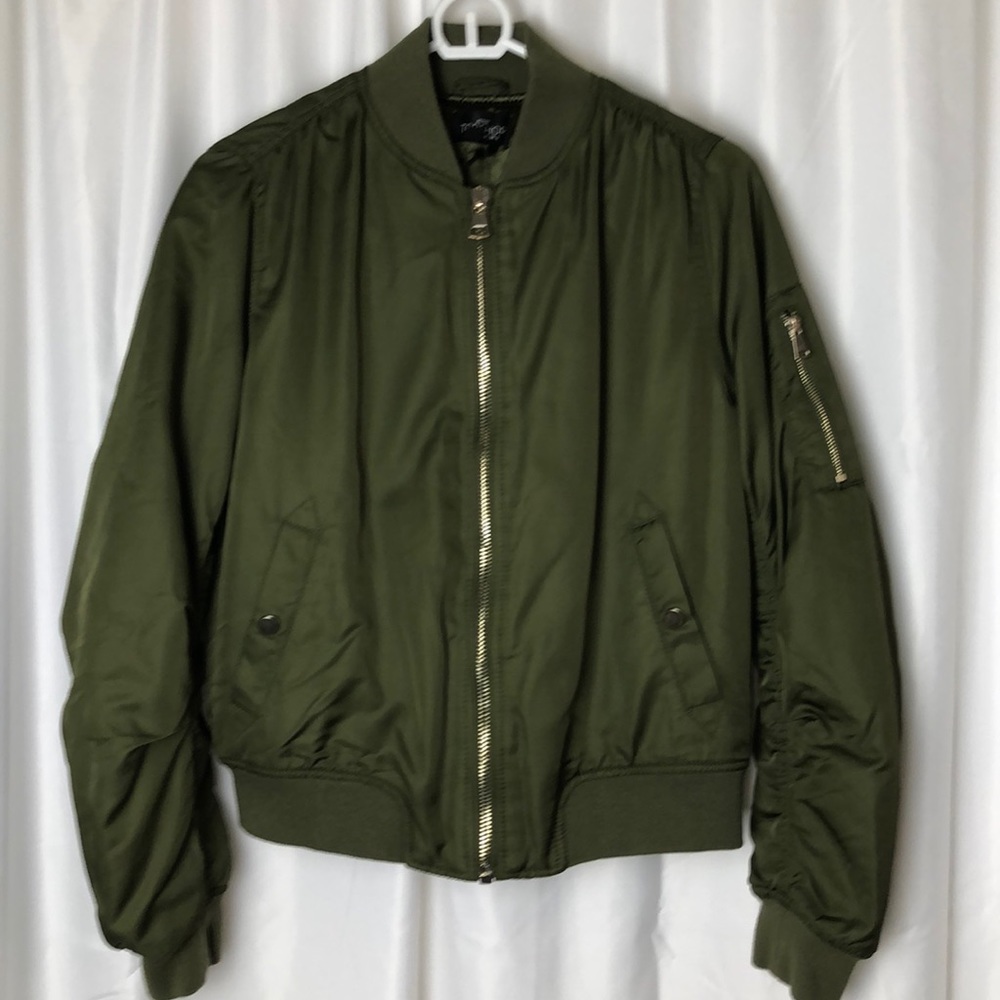Top shop green bomber jacket petite 8/small
